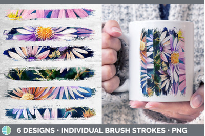 Asters Brush Strokes PNG | Sublimation Designs