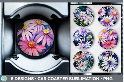 Asters Car Coaster | Sublimation Designs Bundle