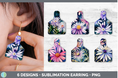 Asters Cow Tag Earring | Sublimation Cattle Ear Tag