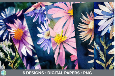 Asters Backgrounds | Digital Scrapbook Papers