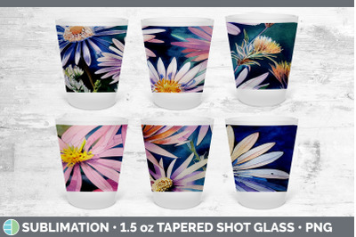 Asters Shot Glass Sublimation | Shot Glass 1.5oz Tapered