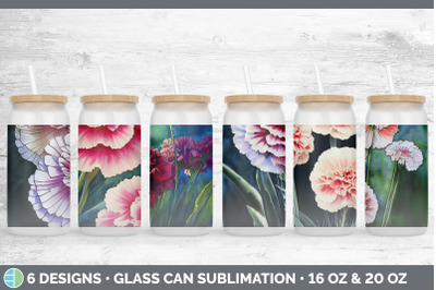 Carnations Glass Can | Sublimation Beer Mason Jar