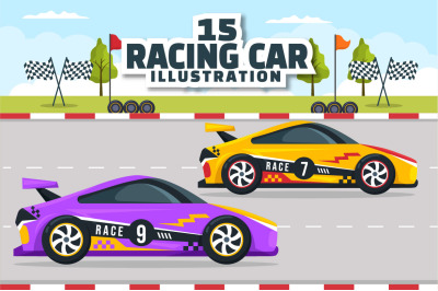 15 Formula Racing Sport Car Illustration