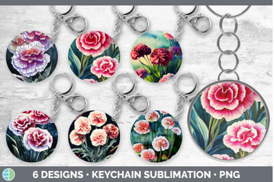 Carnations Keychain Bundle | Keyring Sublimation Designs