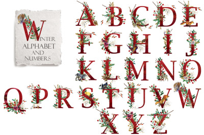 Christmas Alphabet Digital Download. Winter Forest Animals