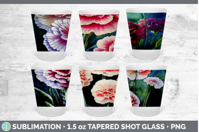 Carnations Shot Glass Sublimation | Shot Glass 1.5oz Tapered