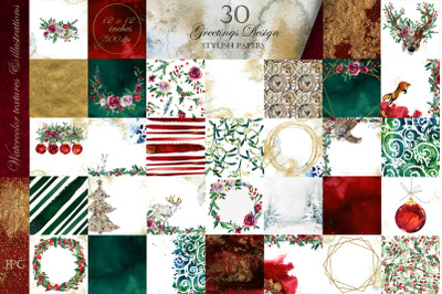 Watercolor Winter Wishes papers