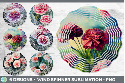 Carnations Wind Spinner | Sublimation Designs Bundle