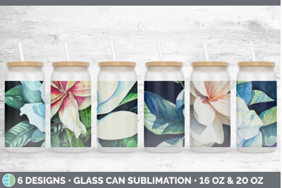 Gardenias Glass Can | Sublimation Beer Mason Jar