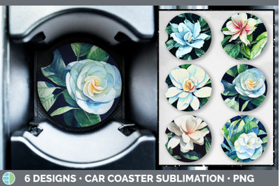 Gardenias Car Coaster | Sublimation Designs Bundle