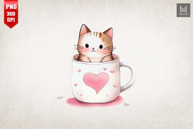 Cute Cat In Coffee Cup Clipart 2