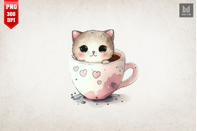 Cute Cat In Coffee Cup Clipart 3