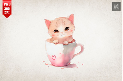 Cute Cat In Coffee Cup Clipart 4