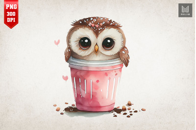 Cute Owl In Coffee Cup Clipart 2