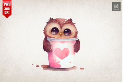 Cute Owl In Coffee Cup Clipart 4
