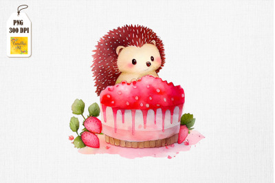 Cute Hedgehog Loves Cake Clipart