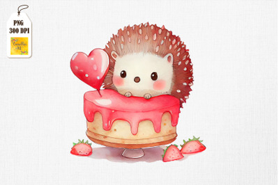 Cute Hedgehog Loves Cake Clipart 2