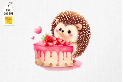 Cute Hedgehog Loves Cake Clipart 3