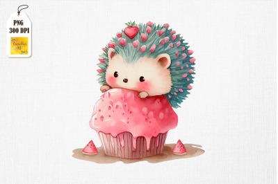 Cute Hedgehog Loves Cake Clipart 4