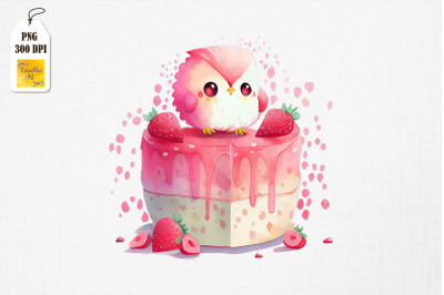 Cute Owl Loves Cake Clipart 2