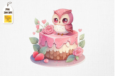 Cute Owl Loves Cake Clipart 3