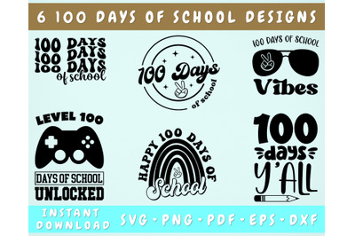 100 Days Of School SVG Bundle, 6 Designs, Happy 100 Days Of School SVG