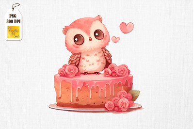 Cute Owl Loves Cake Clipart 4
