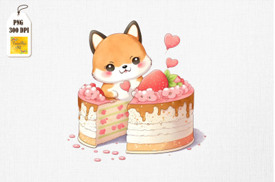 Cute Shiba Inu Loves Cake Clipart