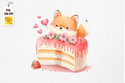 Cute Shiba Inu Loves Cake Clipart 4