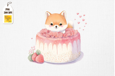 Cute Shiba Inu Loves Cake Clipart 5