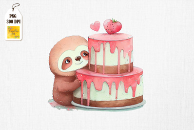 Cute Sloth Loves Cake Clipart