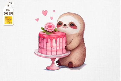 Cute Sloth Loves Cake Clipart 3