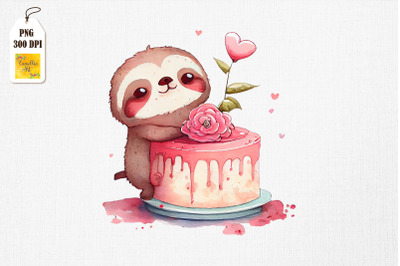 Cute Sloth Loves Cake Clipart 4