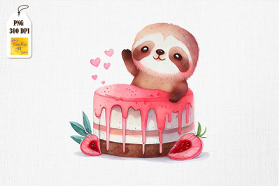 Cute Sloth Loves Cake Clipart 5