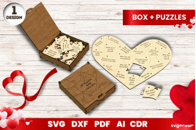 Valentines Day Heart Puzzle Box Multilayered Laser Cut File