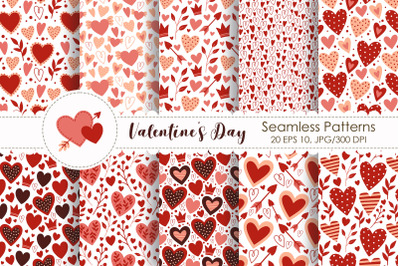 Valentines Day Seamless Patterns.