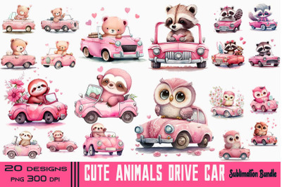 Cute Animals Drive Car Valentine Bundle