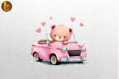 Cute Bear Loves Convertibles Clipart