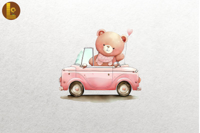 Cute Bear Loves Convertibles Clipart 2