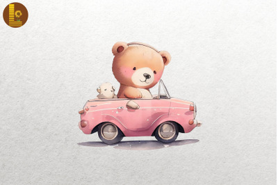 Cute Bear Loves Convertibles Clipart 3