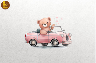 Cute Bear Loves Convertibles Clipart 4