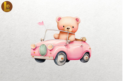 Cute Bear Loves Convertibles Clipart 5