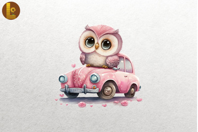 Cute Owl Loves Convertibles Clipart