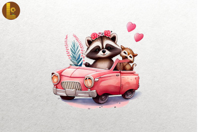 Cute Racoon Loves Convertibles Clipart 3