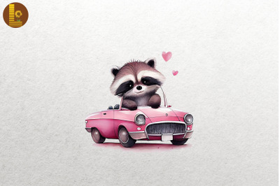 Cute Racoon Loves Convertibles Clipart 5