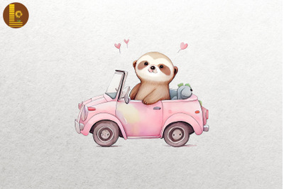 Cute Sloth Loves Convertibles Clipart