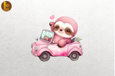 Cute Sloth Loves Convertibles Clipart 3