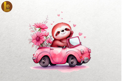 Cute Sloth Loves Convertibles Clipart 4