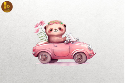 Cute Sloth Loves Convertibles Clipart 5