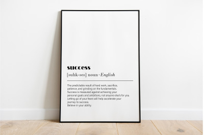 Success Definition Print, Office Wall Art, Success Digital Poster